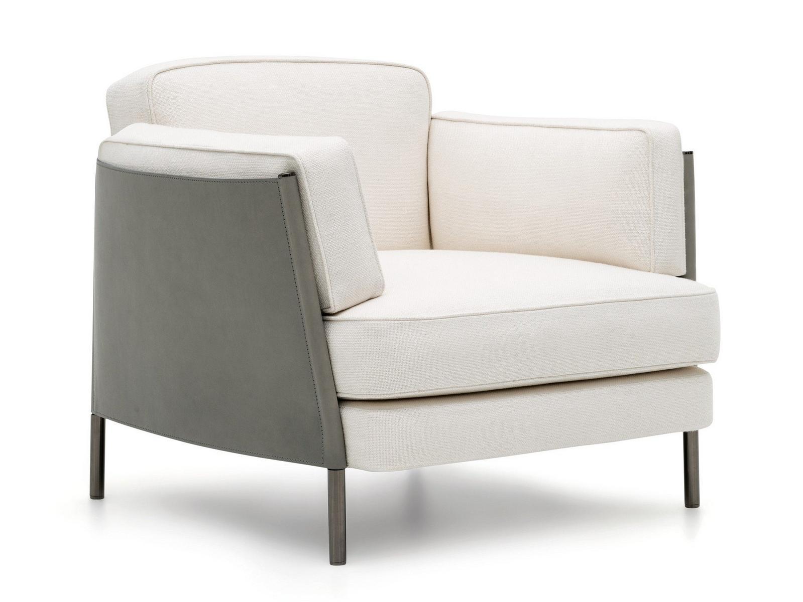 SHELLEY Fabric armchair with armrests