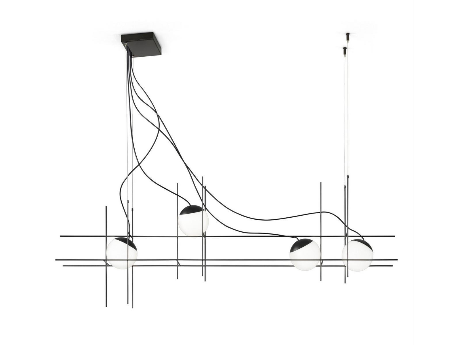 PLOT FRAME SP LED pendant lamp in metal and blown glass