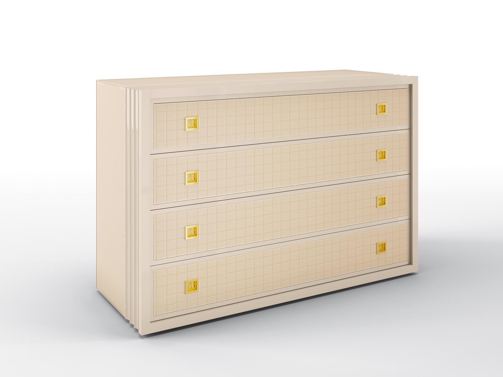 GLENN Solid wood chest of drawers with integrated handles