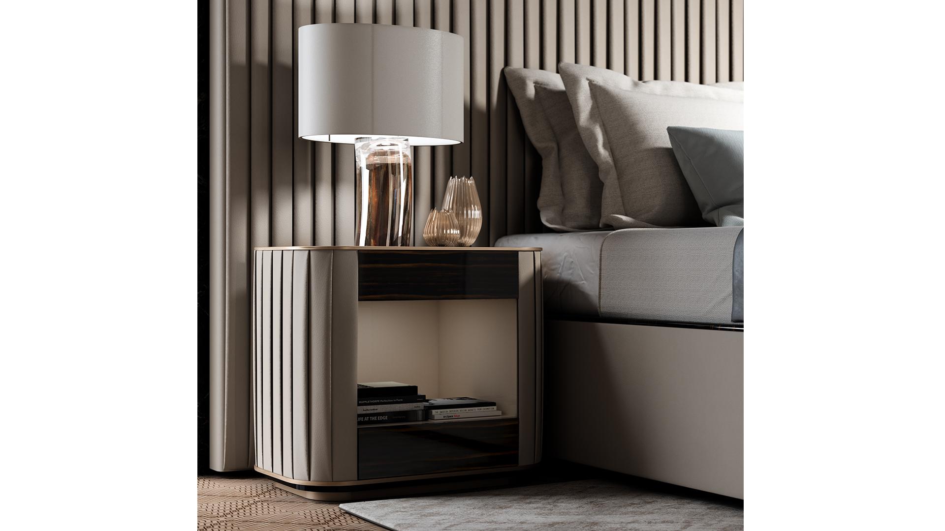 PLISSÈ Rectangular bedside table with drawers