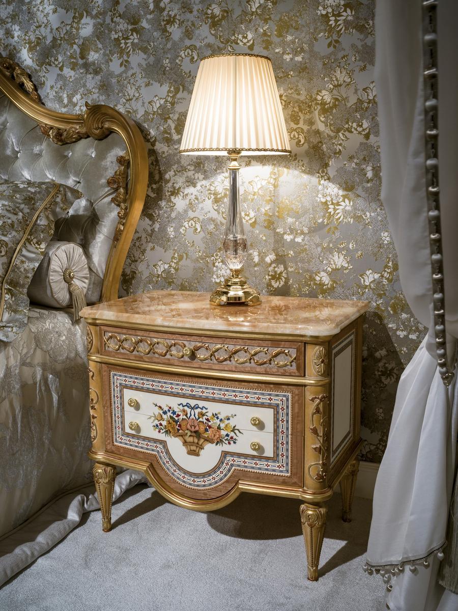 3700_LUIGI XVI Decapé rectangular wooden bedside table with drawers