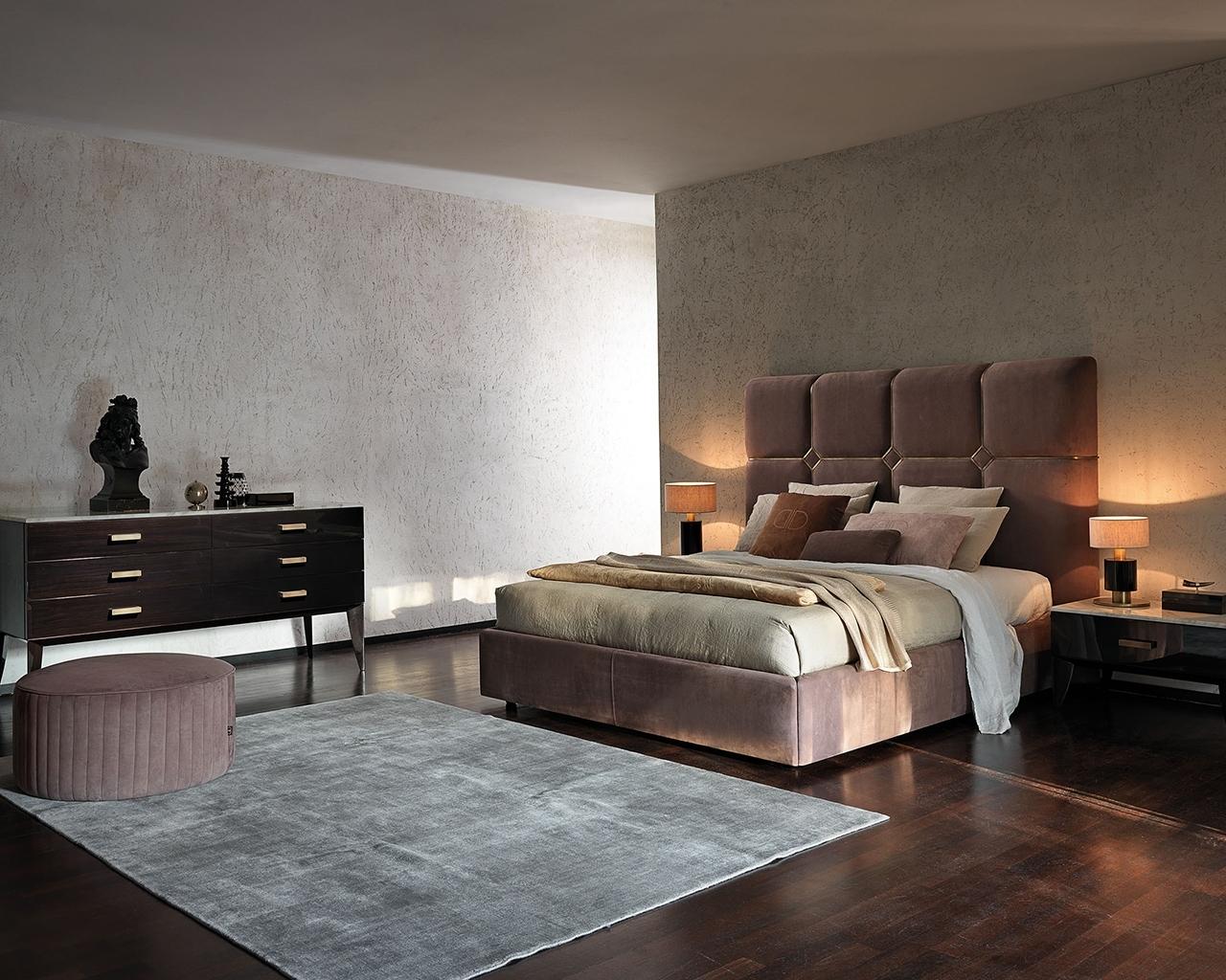 FLORENCE Fabric bed with tufted headboard