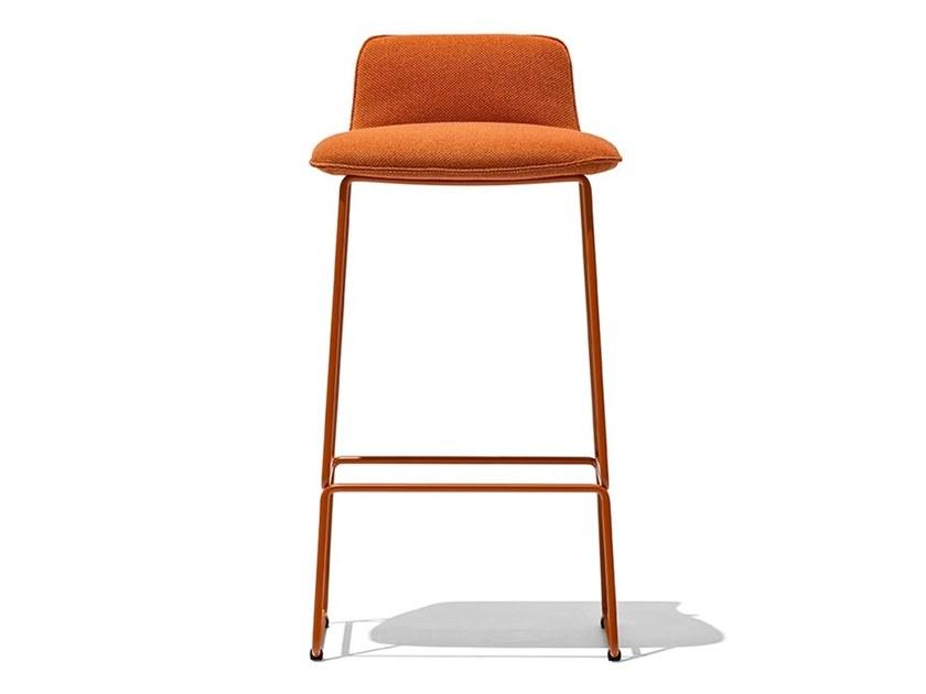 RILEY SOFT High sled base fabric stool with footrest