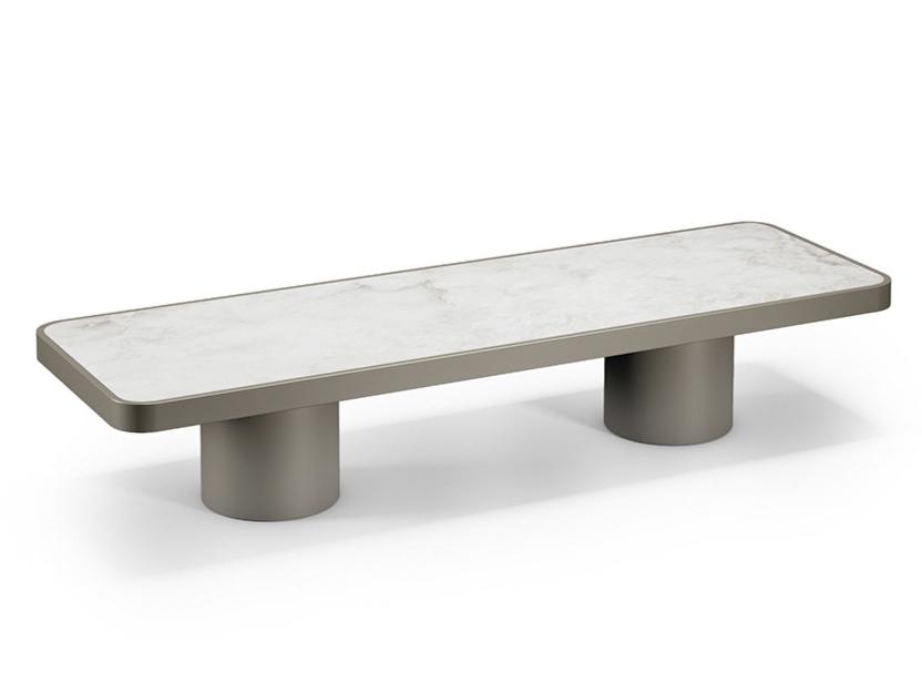 TAU 40 Low wood and glass coffee table