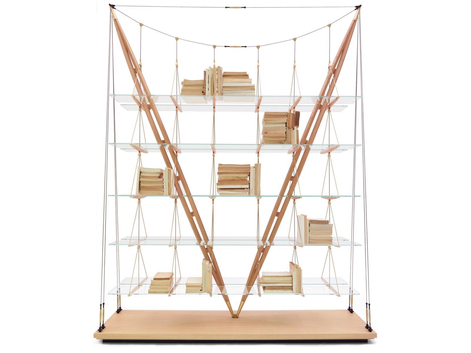 838 VELIERO Wood and glass bookcase