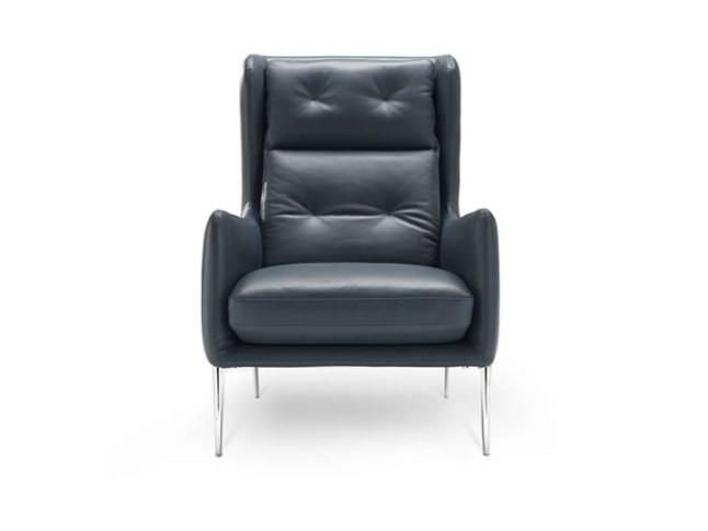 AFTEREIGHT Leather armchair with armrests