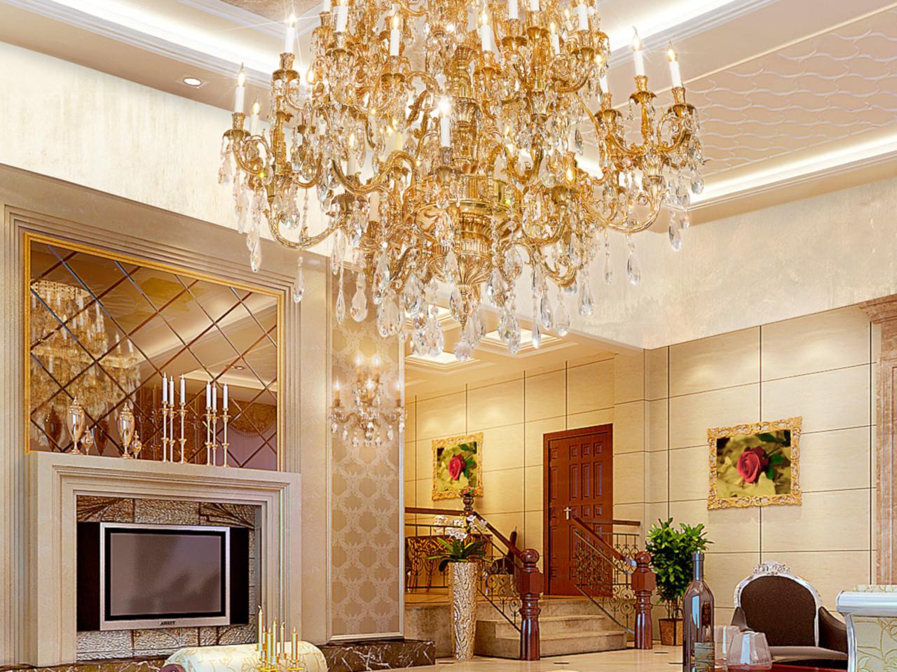 KENSINGTON 792/54-SH/G French gold chandelier with Schoeler crystals