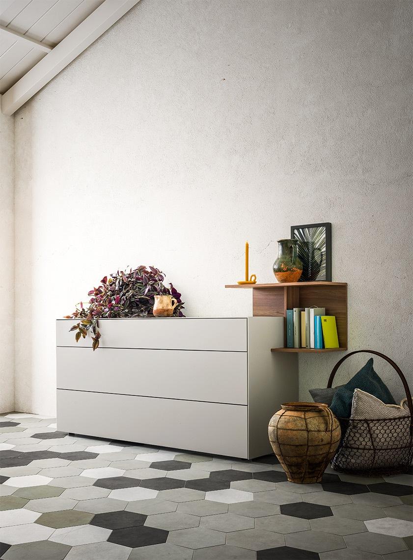 FIL Rectangular lacquered chest of drawers with integrated handles