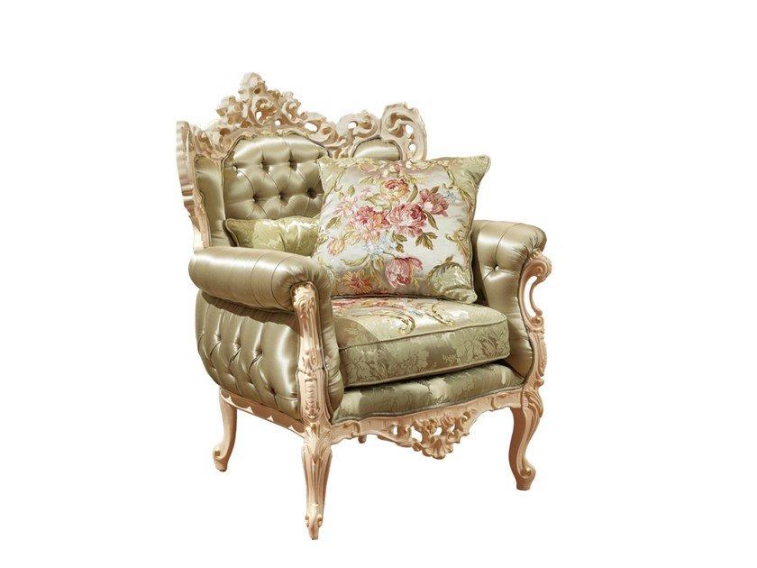 PRESTIGE PLUS Tufted fabric armchair with armrests