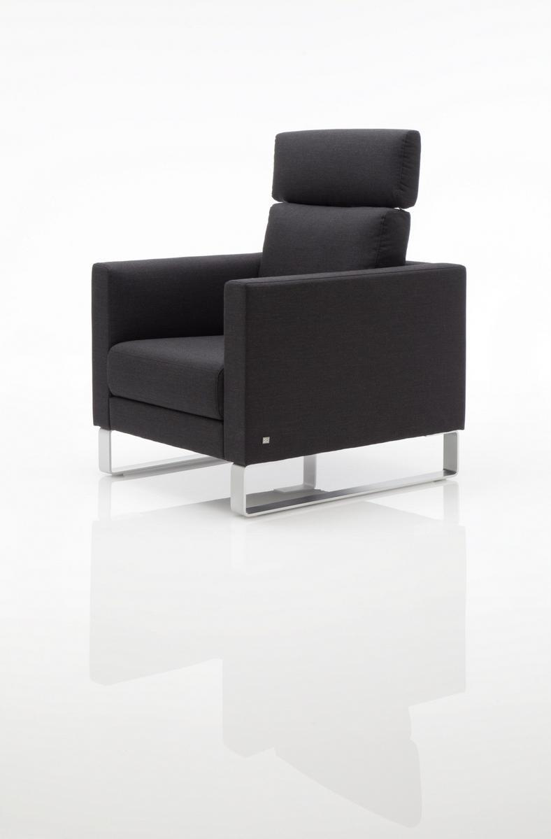 004 VIDA Sled base fabric armchair with headrest