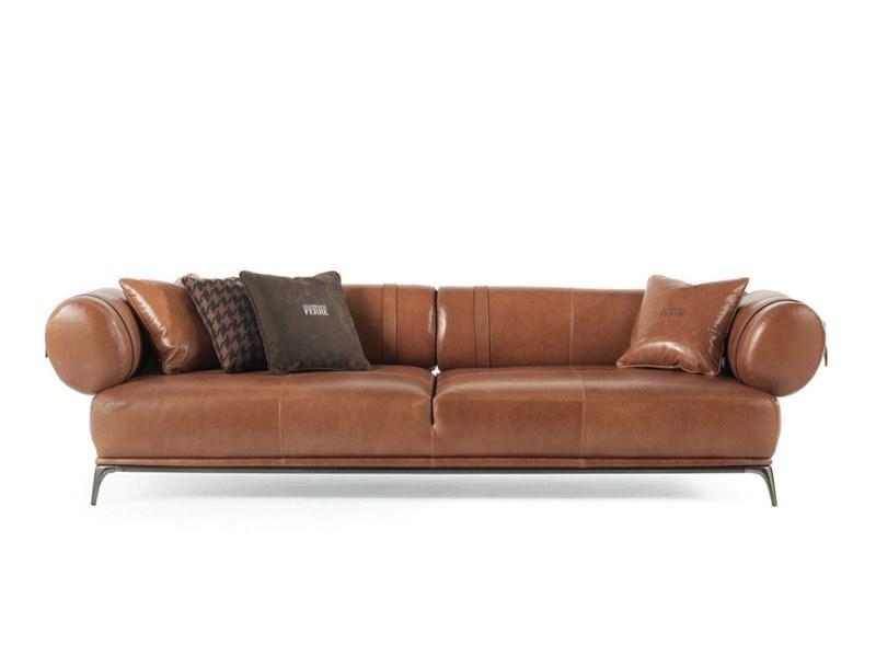 PHOENIX 3 seater tanned leather sofa