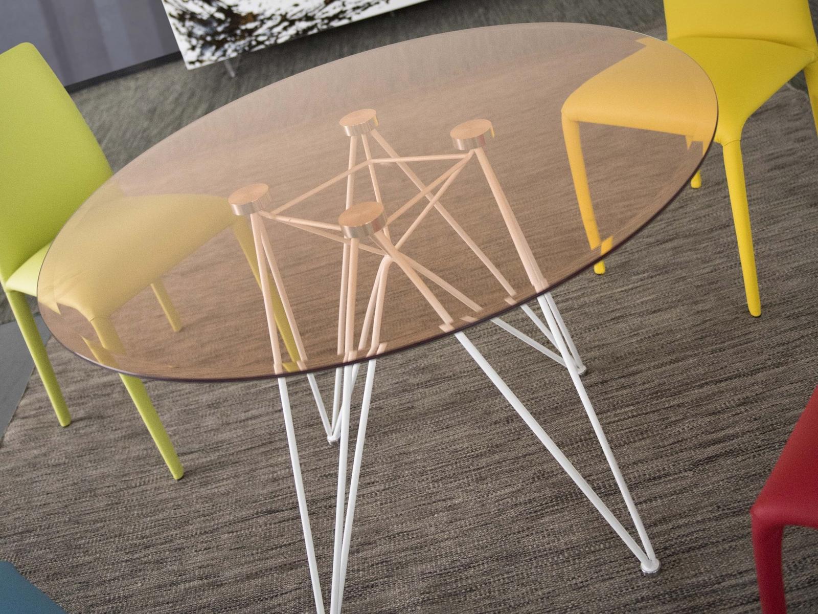 PEGASO Round tempered glass table