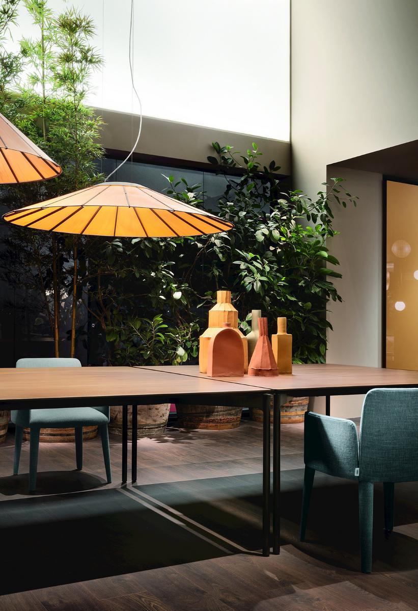 LUCE Rectangular aluminium and wood table