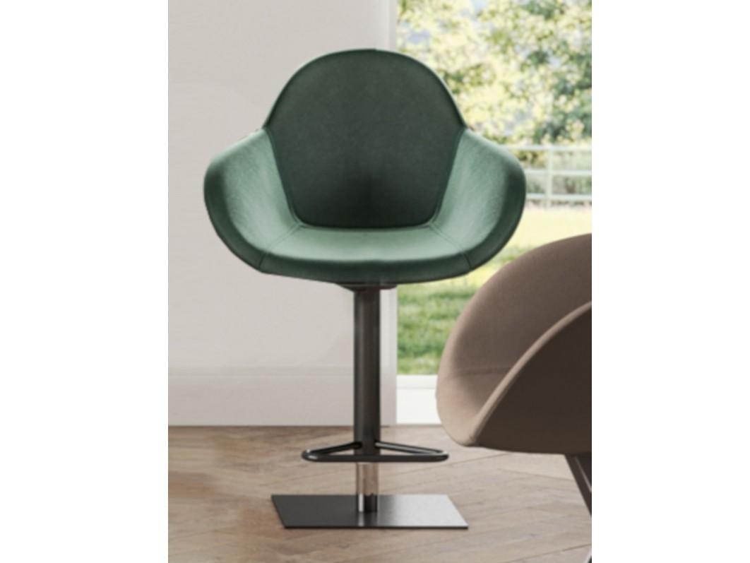 OSCAR Upholstered height-adjustable stool with back