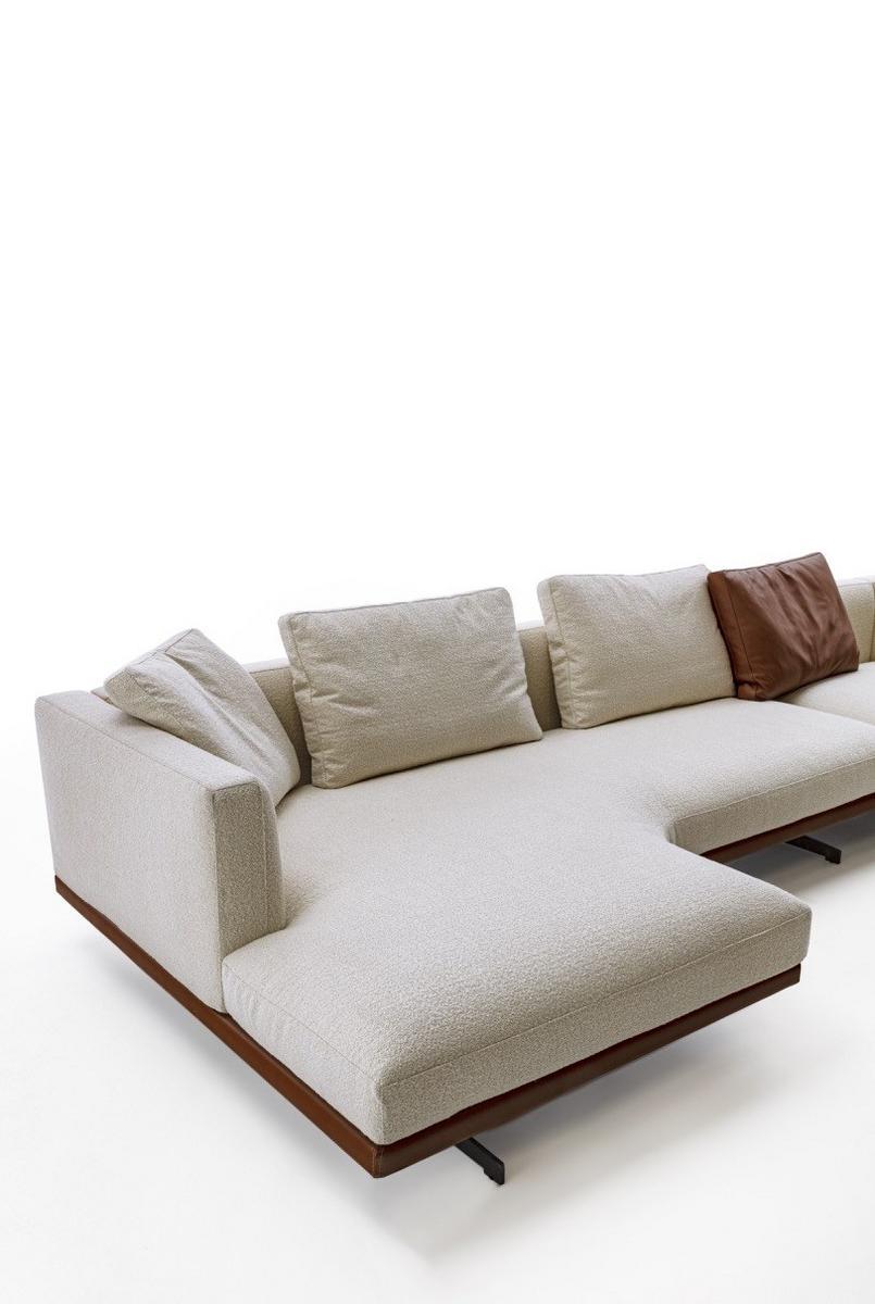 HORIZON Modular fabric sofa with chaise longue