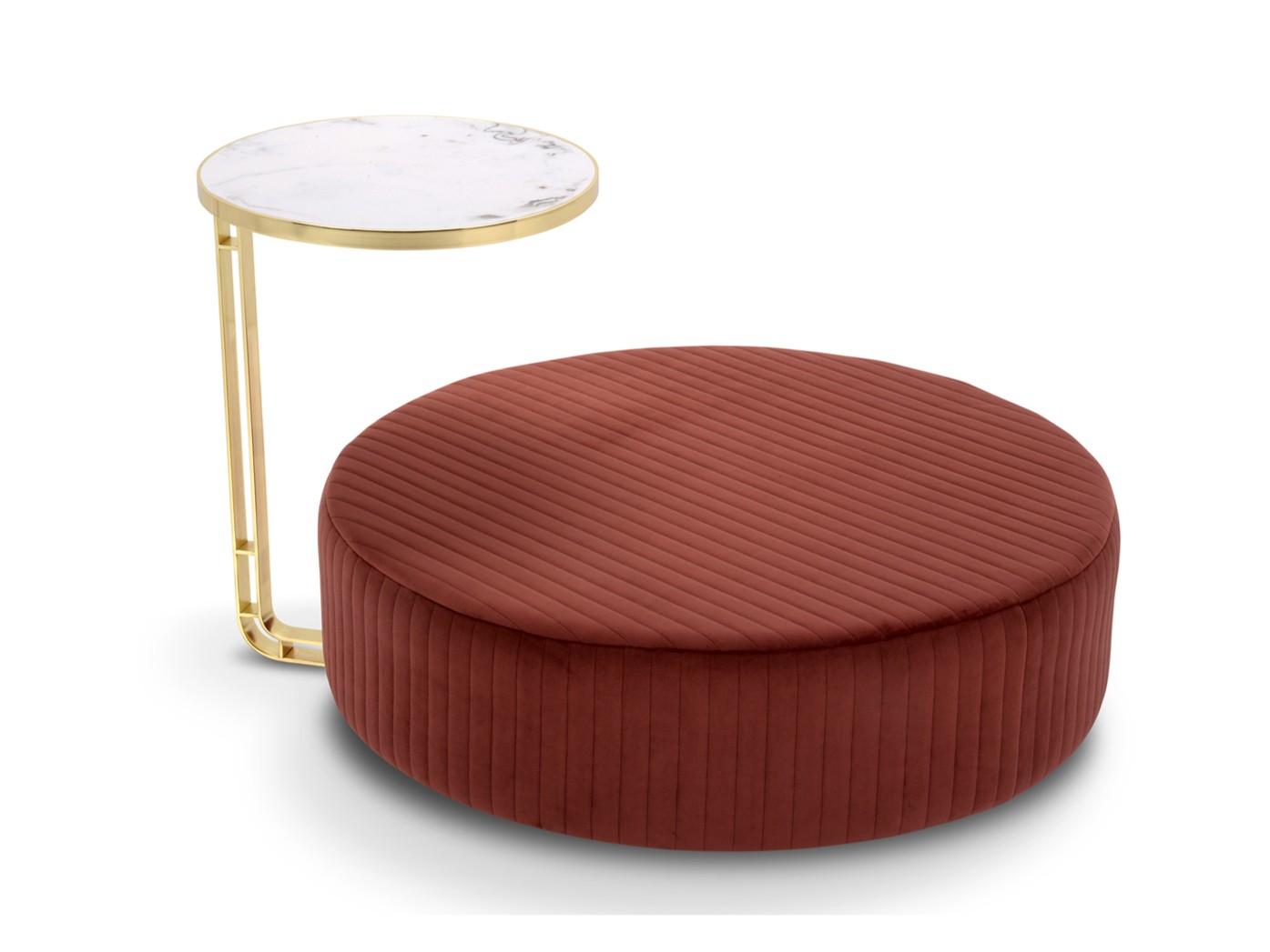 FEBE Upholstered round fabric pouf