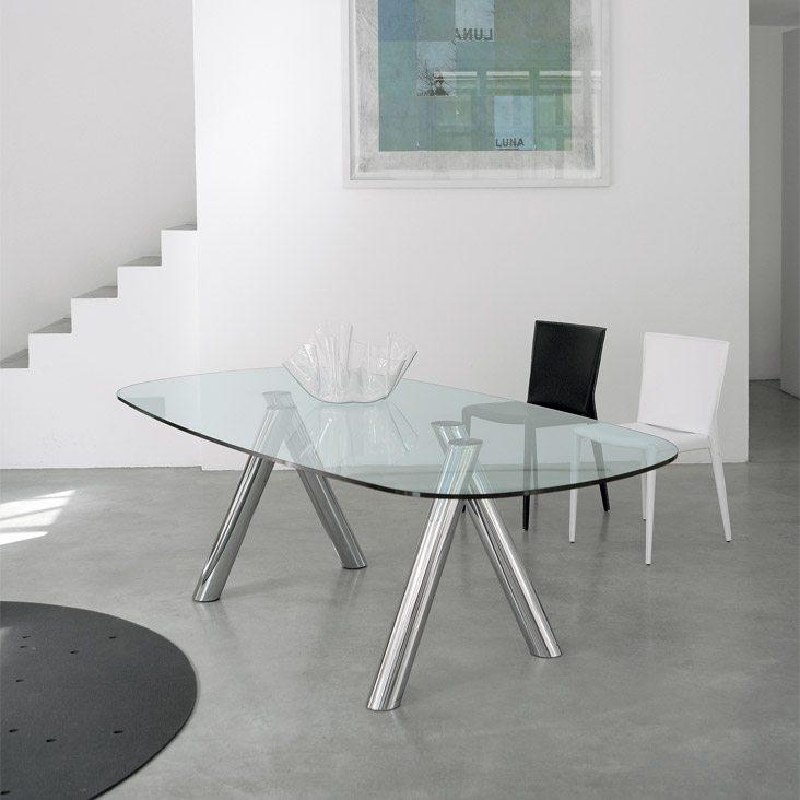 RAY Round tempered glass table