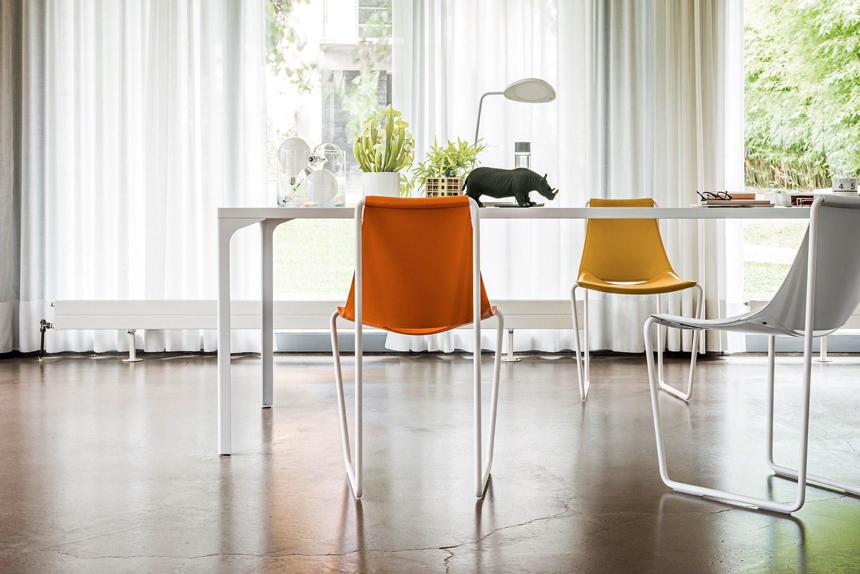 APELLE S Sled base tanned leather restaurant chair