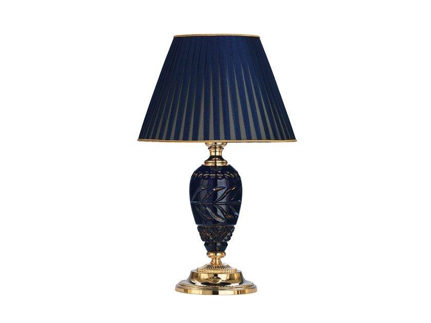 MICHELANGELO 3999/LP Shaded gold plated table lamp with blue amber crystal MICHELANGELO 3999/LP Shaded gold plated table lamp with blue amber crystal