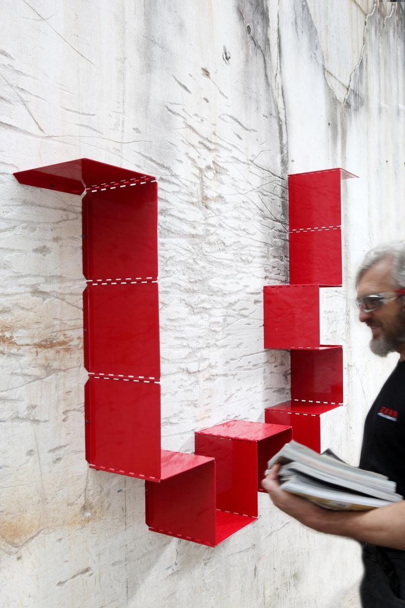 349 Wall-mounted modular iron bookcase