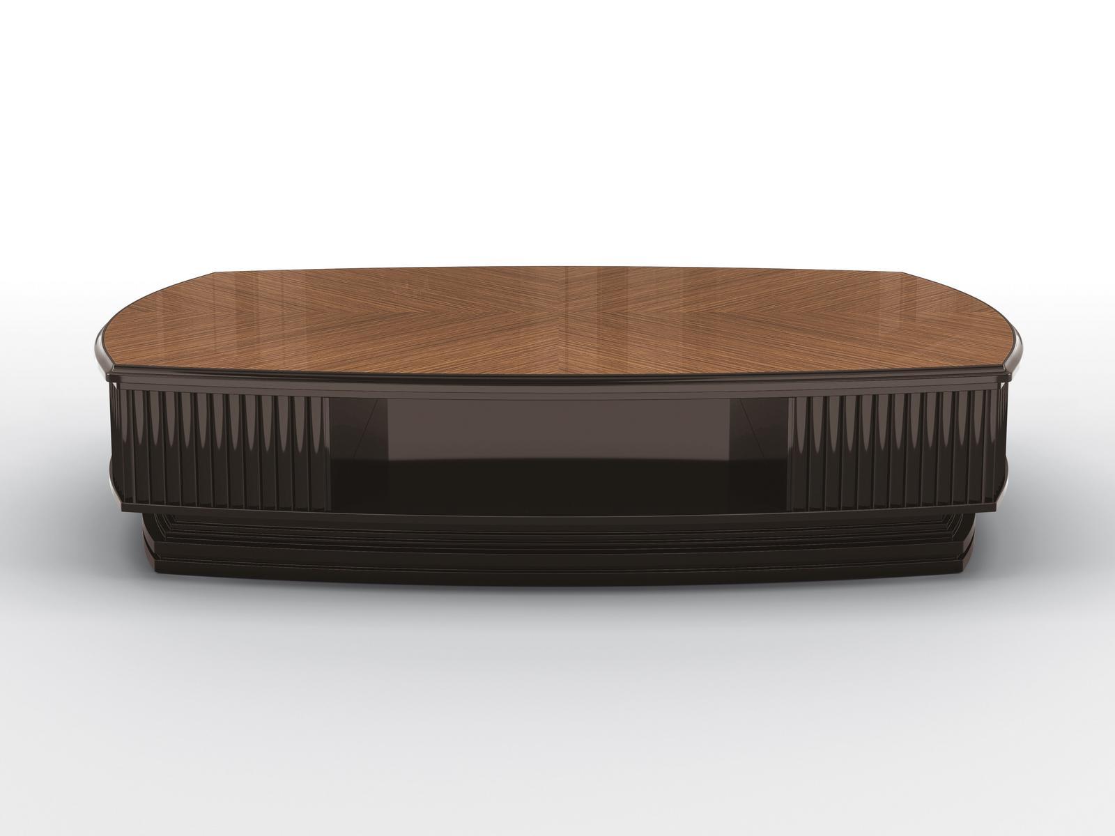 OTTO Low rectangular walnut coffee table with storage space