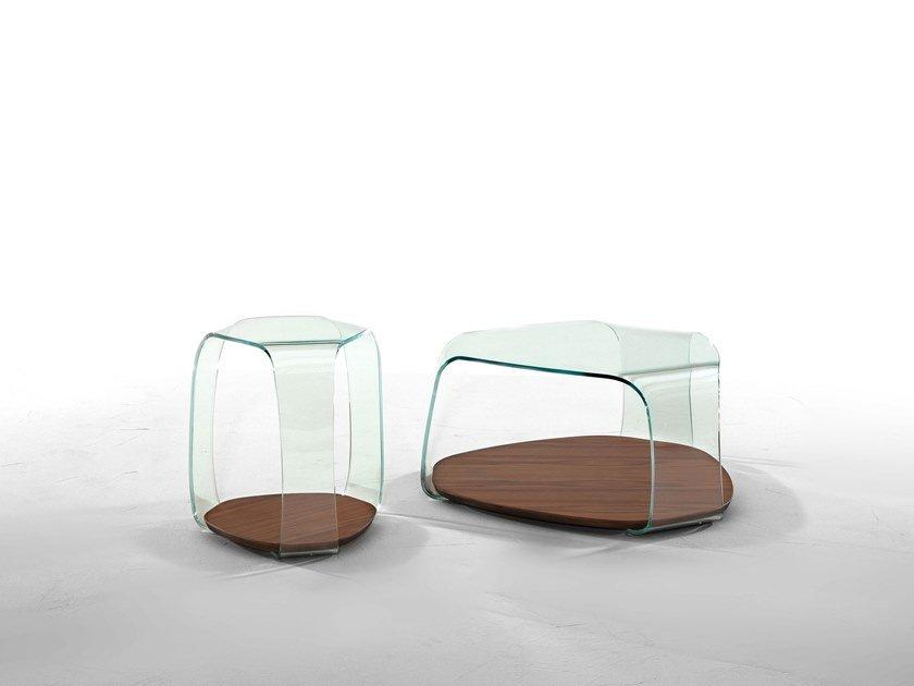 CHAKRA Wood and glass coffee table