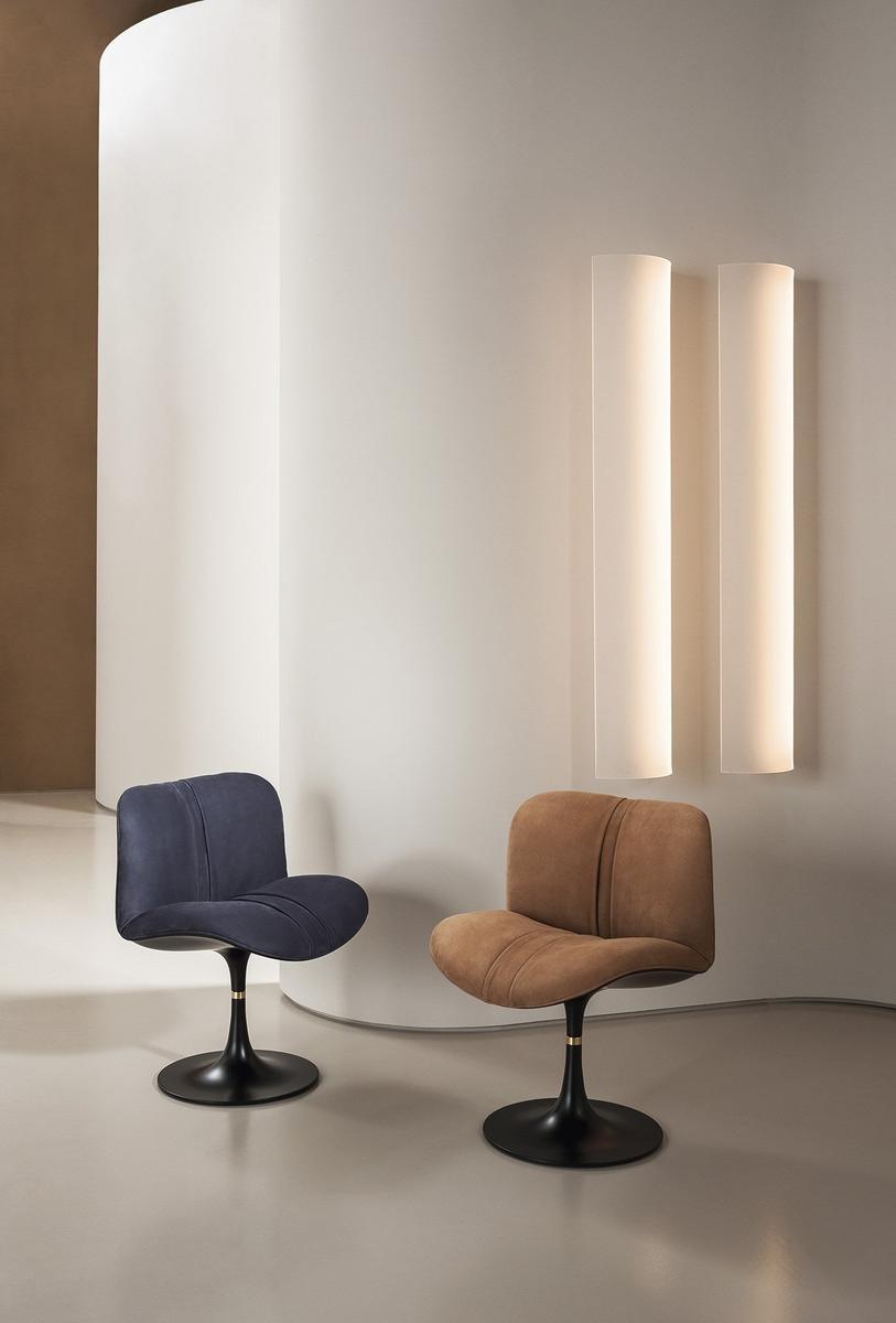 MARILYN Swivel upholstered nabuk chair