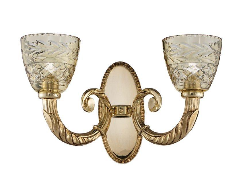 CLARISSA 4500/A2 Shaded gold plated wall light with amber crystal