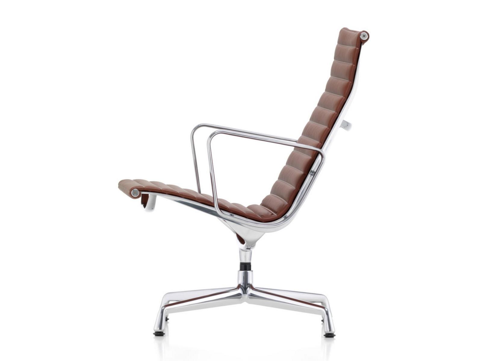 ALUMINIUM CHAIR EA 116 Swivel leather chair with 4-spoke base with armrests