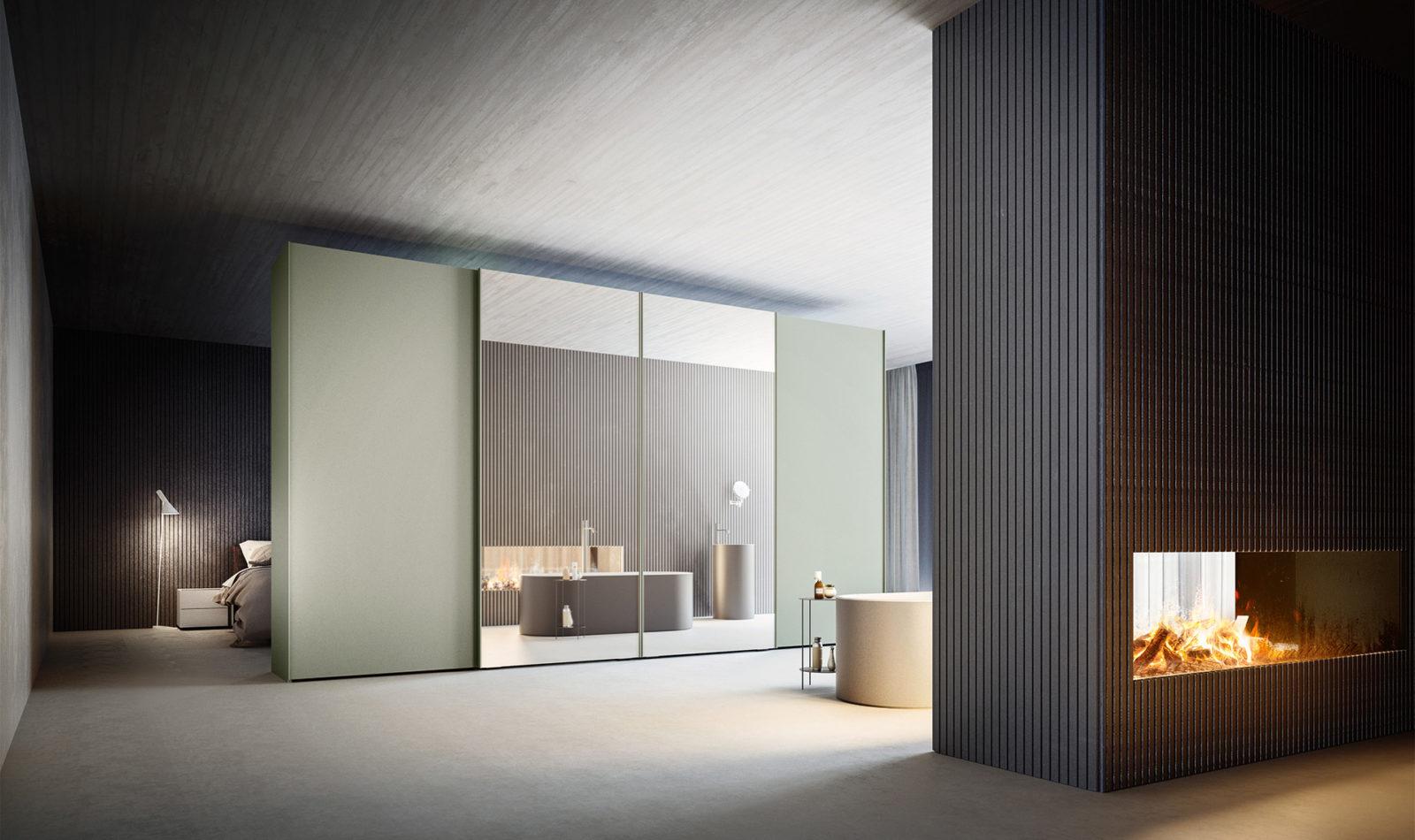 VISION Modular lacquered wardrobe with drawers