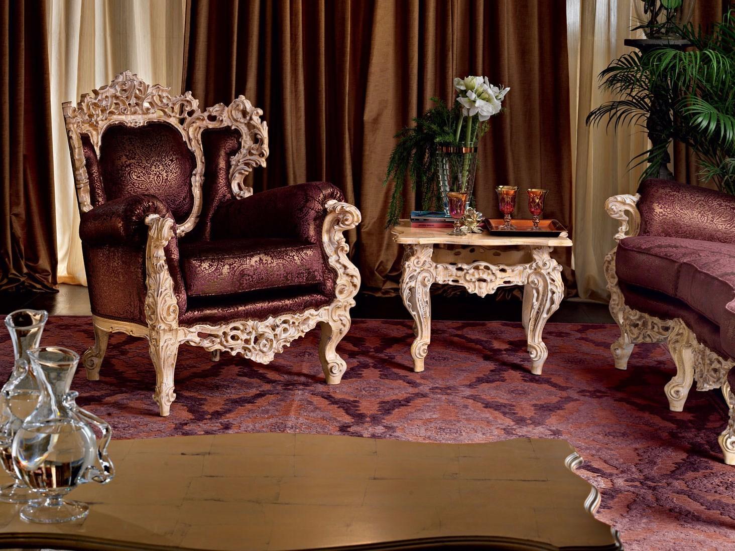 11419 Upholstered fabric armchair with armrests