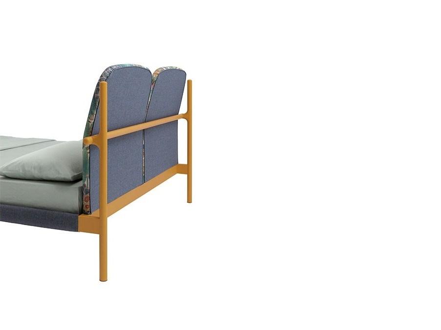 FLORIN Contemporary style fabric double bed with upholstered headboard