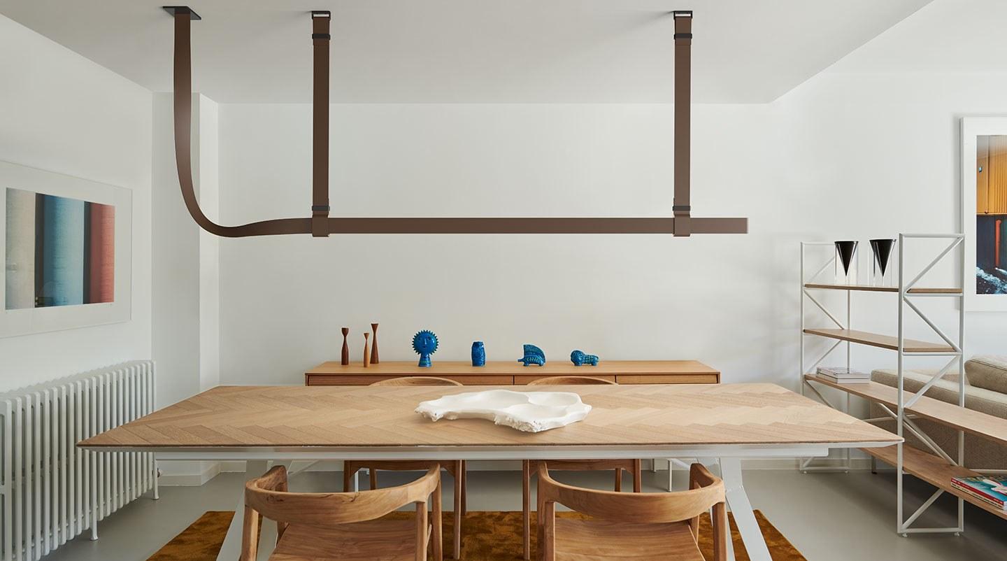 BELT LED tanned leather pendant lamp