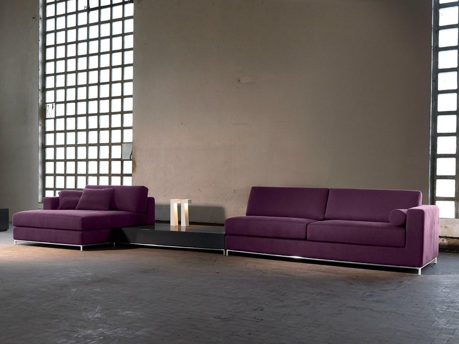 NEWMAN Fabric sofa with removable cover with chaise longue