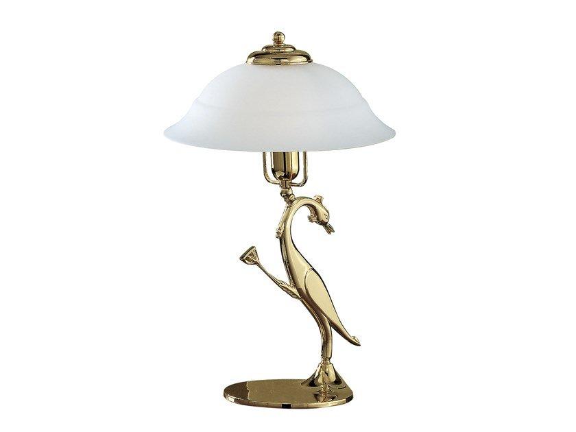 HERON 1752/LG Gold plated table lamp with glass