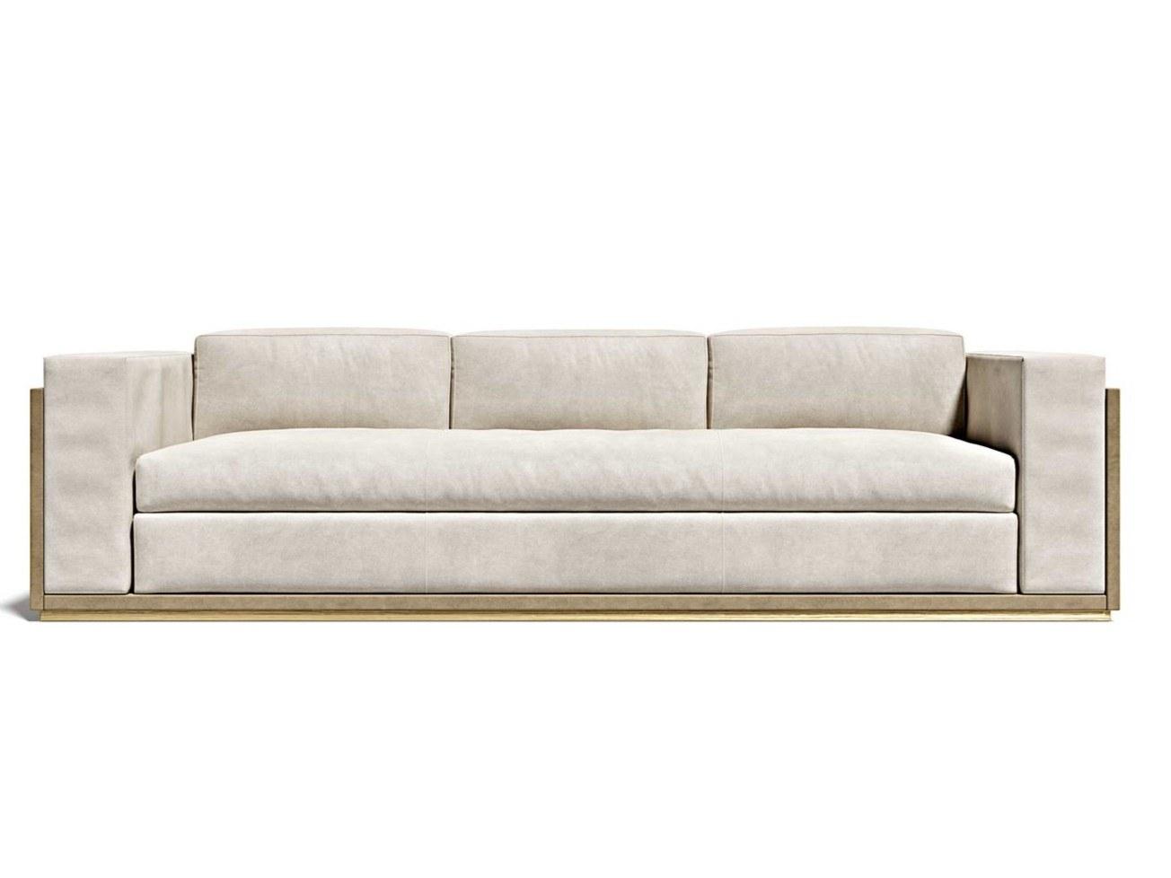 OVERLAND Upholstered 3 seater leather sofa