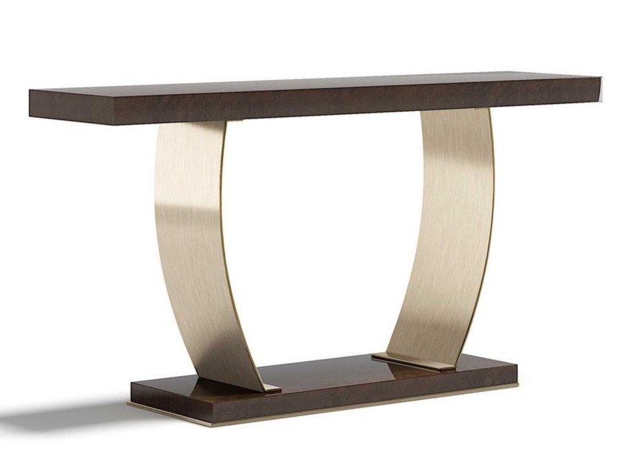KARAMEL Rectangular steel and wood console table