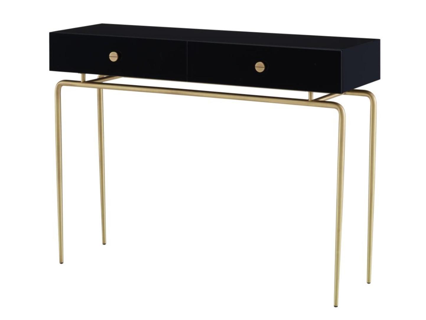 DÉBOURGEOISÉE Rectangular steel and wood console table with drawers