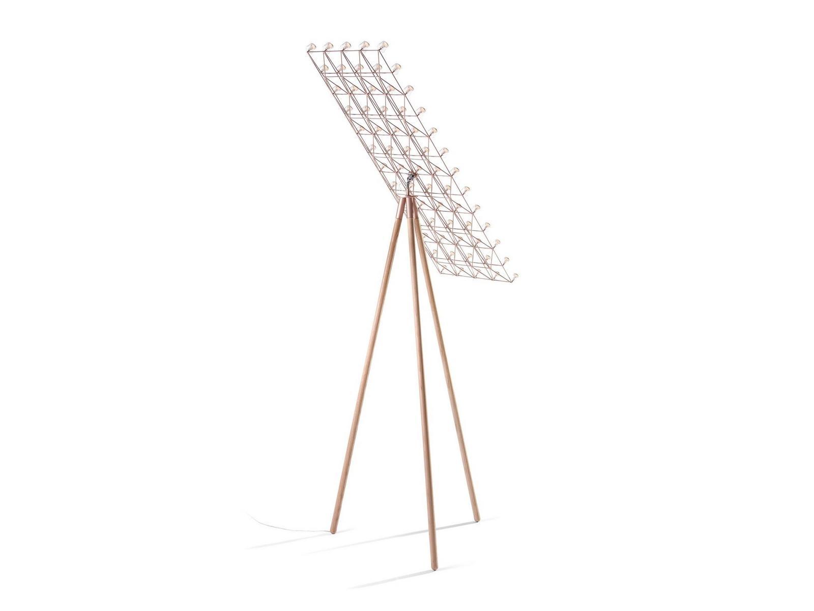 SPACE-FRAME LED adjustable oak floor lamp