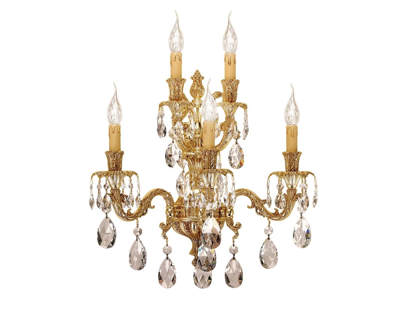 CAESAR 798/A5-SH/G French Gold wall light with pear shape Schoeler crystals