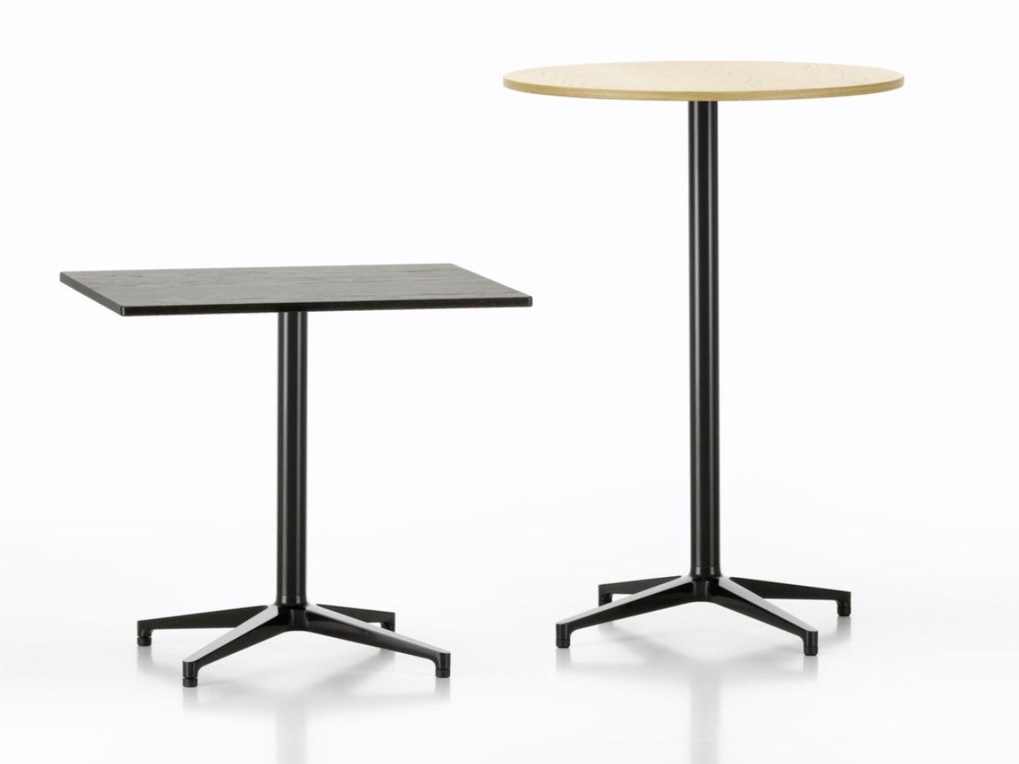 BISTRO Round high table with steel base and wooden top