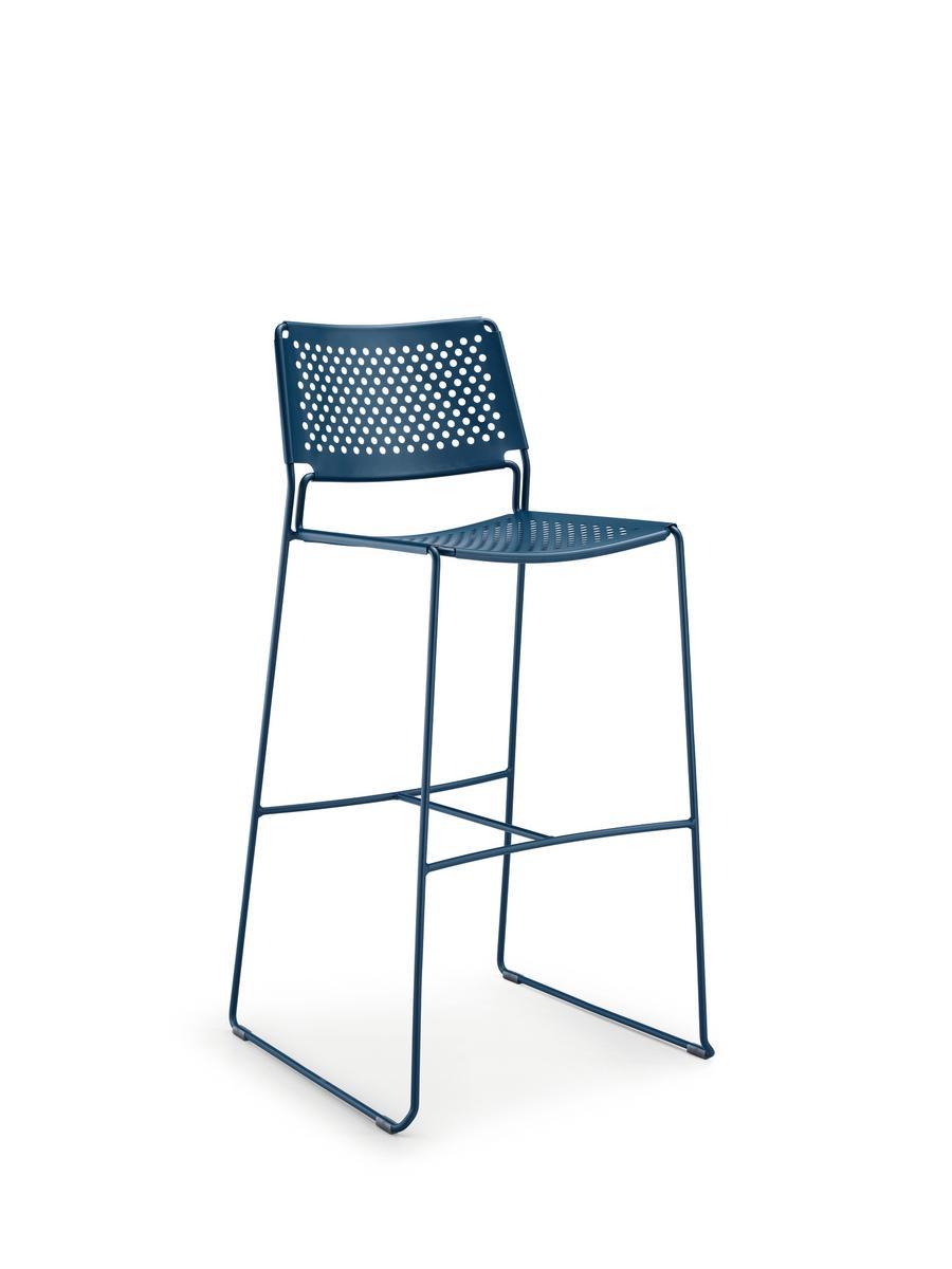 SLIM H65 IN High steel garden stool with back