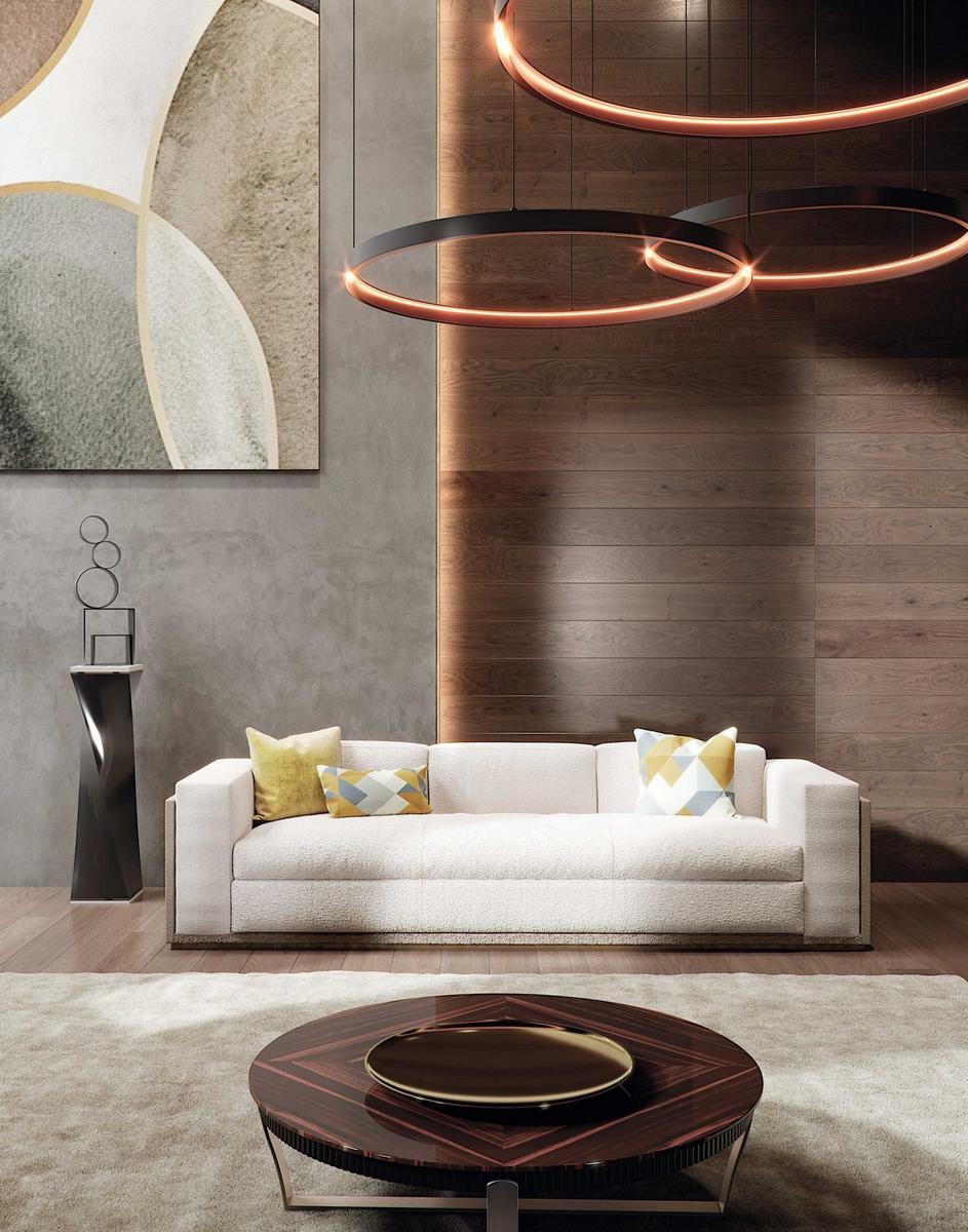 OVERLAND Upholstered 3 seater leather sofa