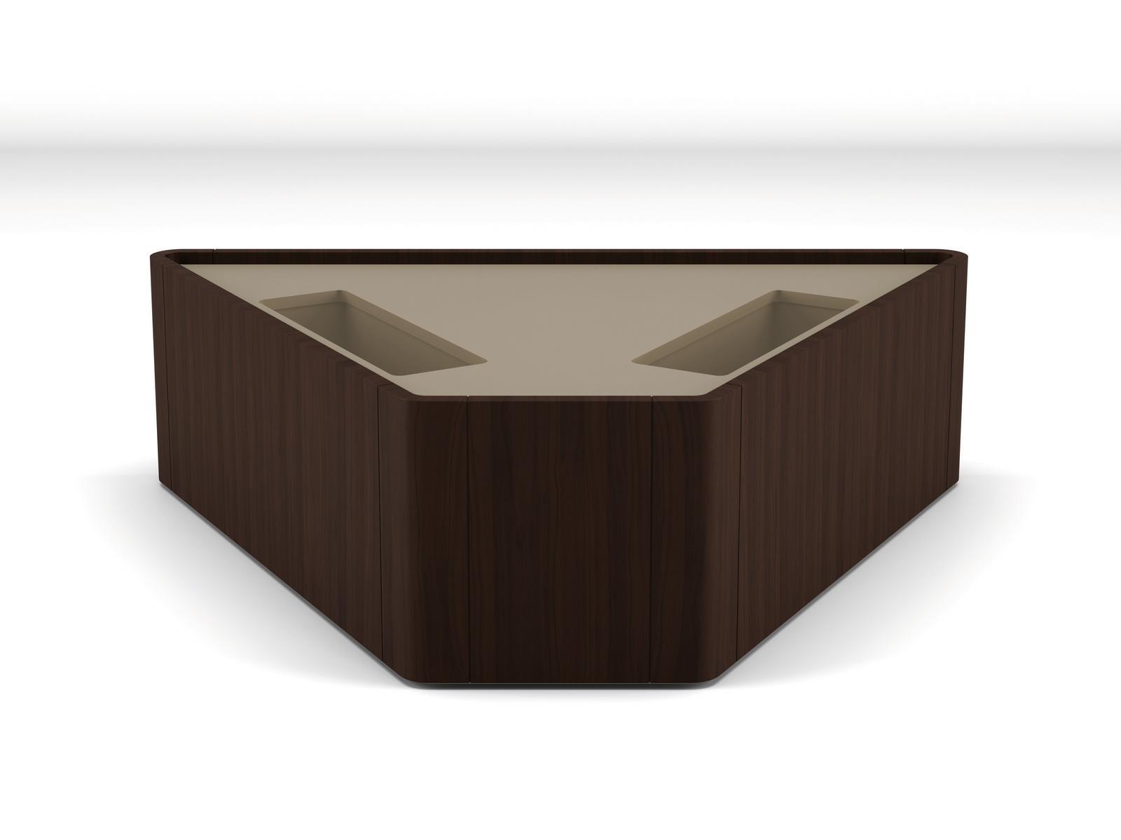 WAVE Trapezoidal table in walnut and lacquered top