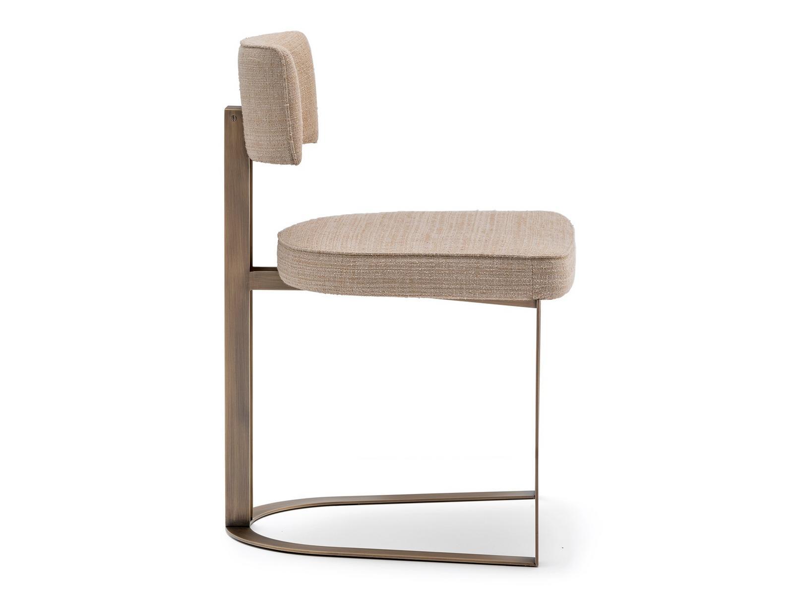 SVEVA 6042B Upholstered fabric chair with burnished metal base