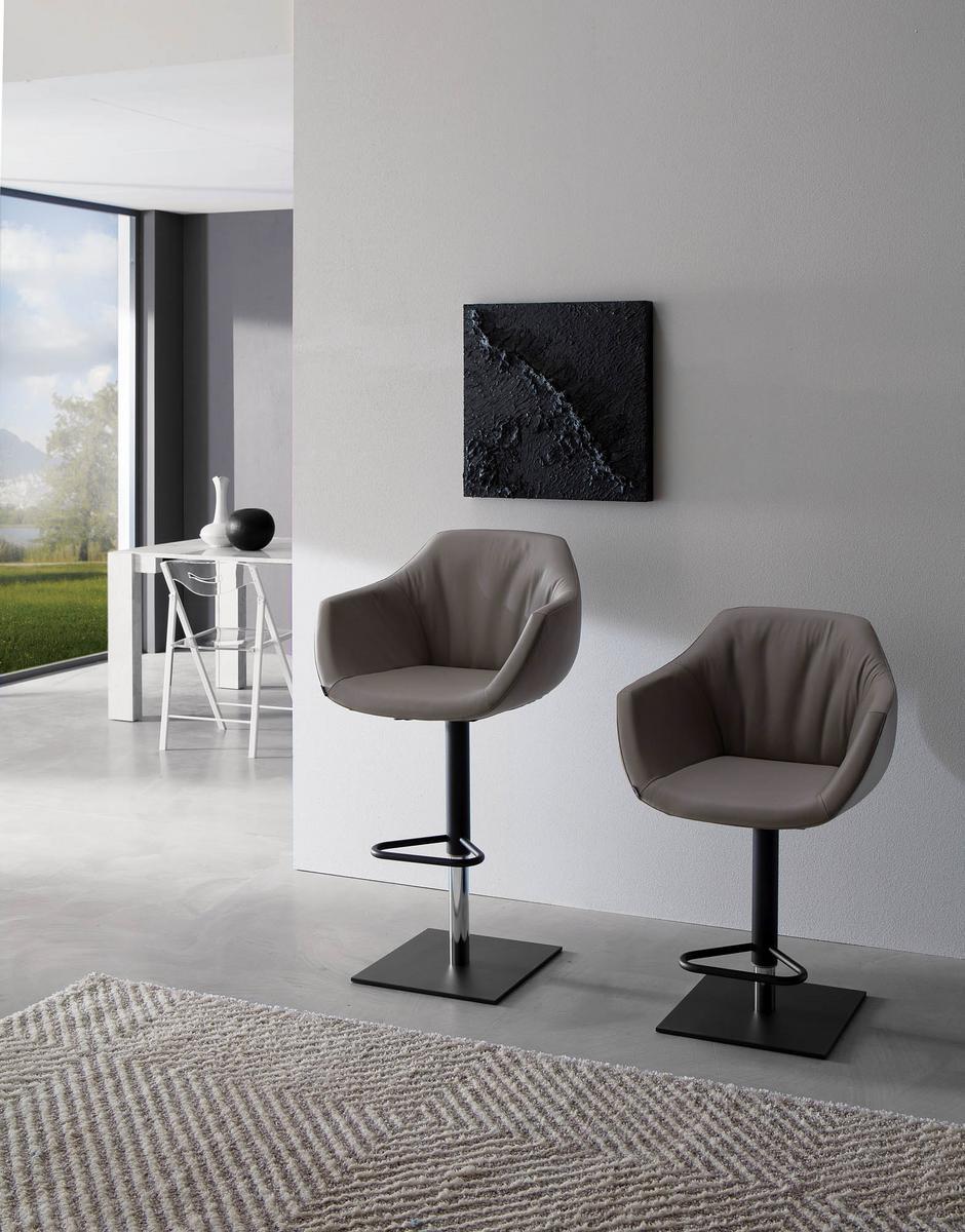 NEMO Upholstered leather stool with gas lift