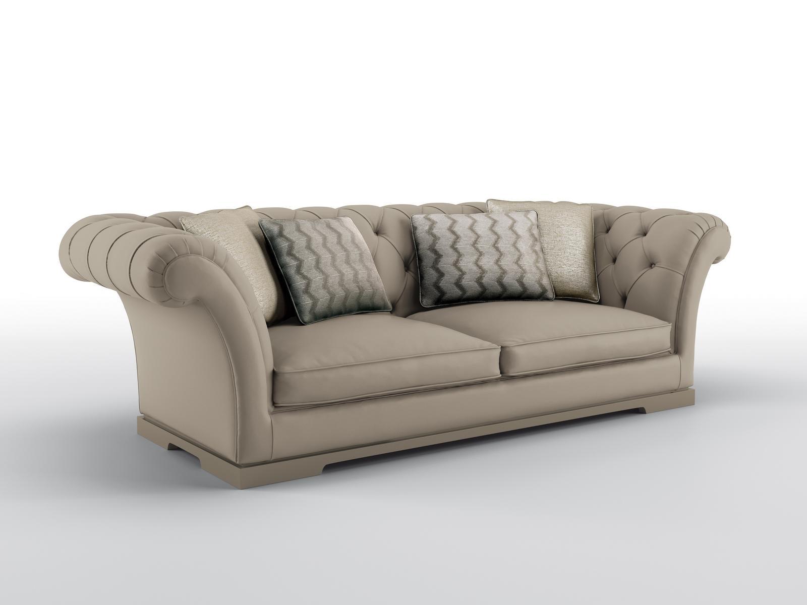 BABYLON Tufted 4 seater leather sofa