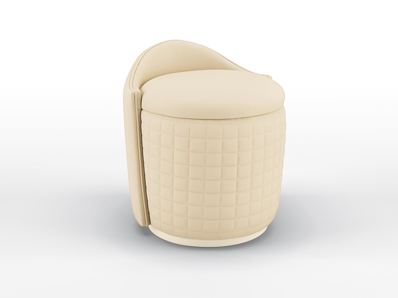 KIMBERLY Round leather pouf