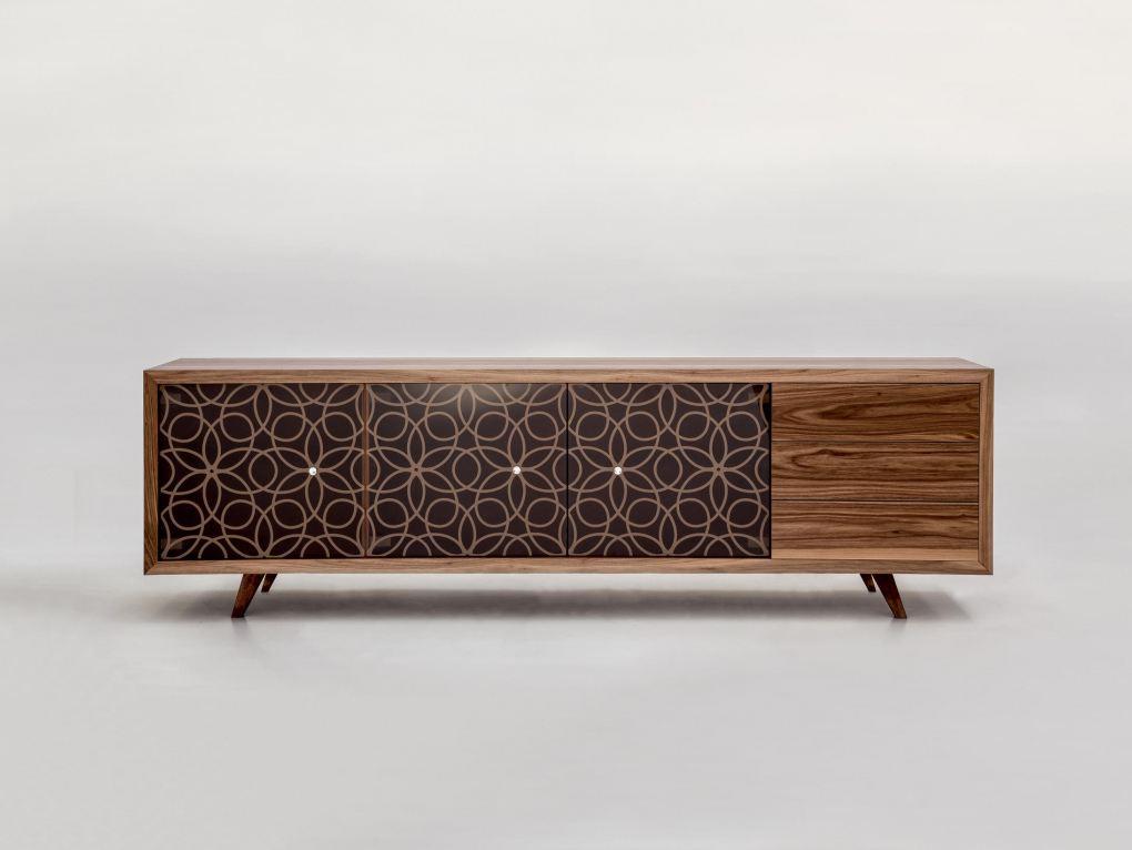 GRANADA Wood and glass sideboard with doors