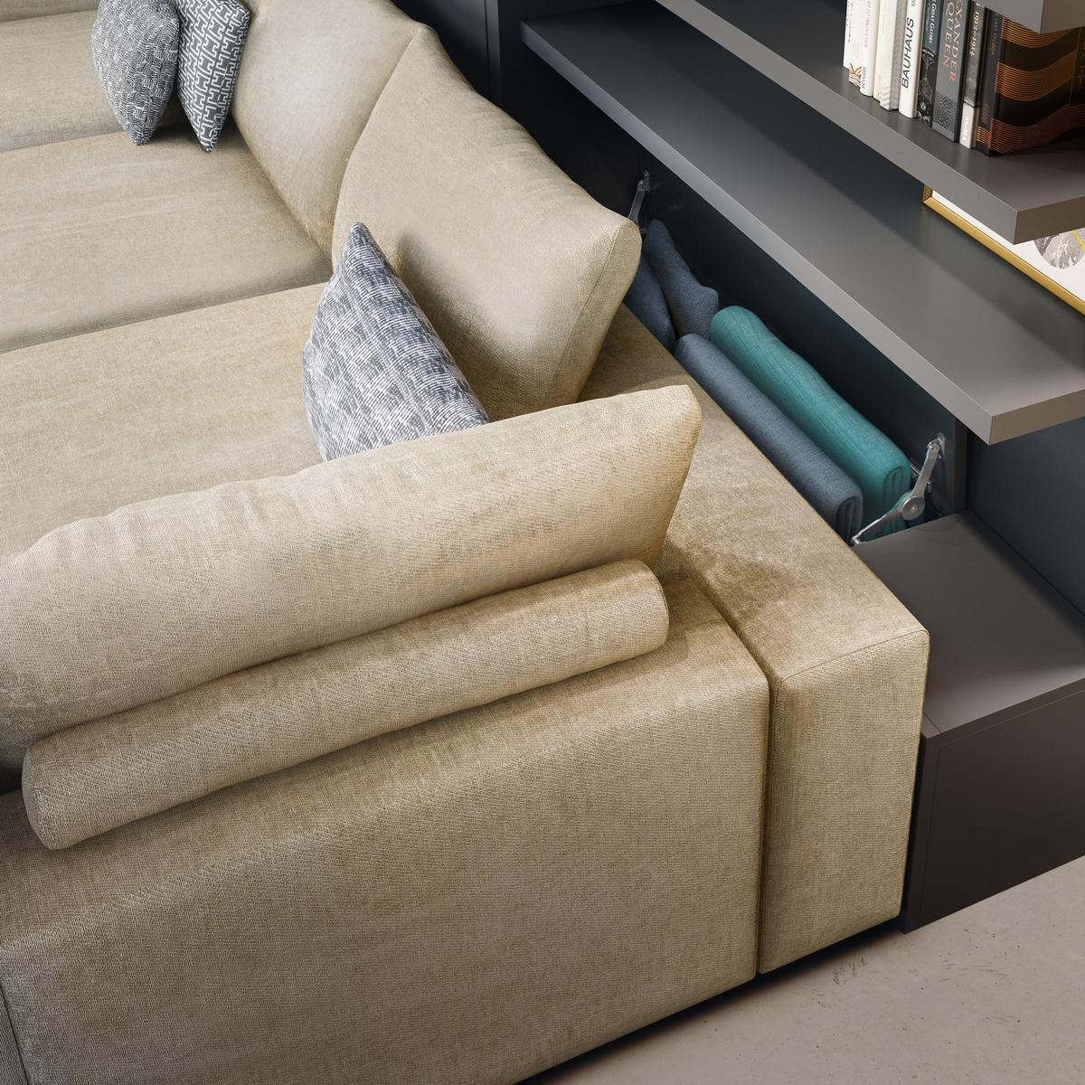 TANGO Sectional convertible fabric sofa
